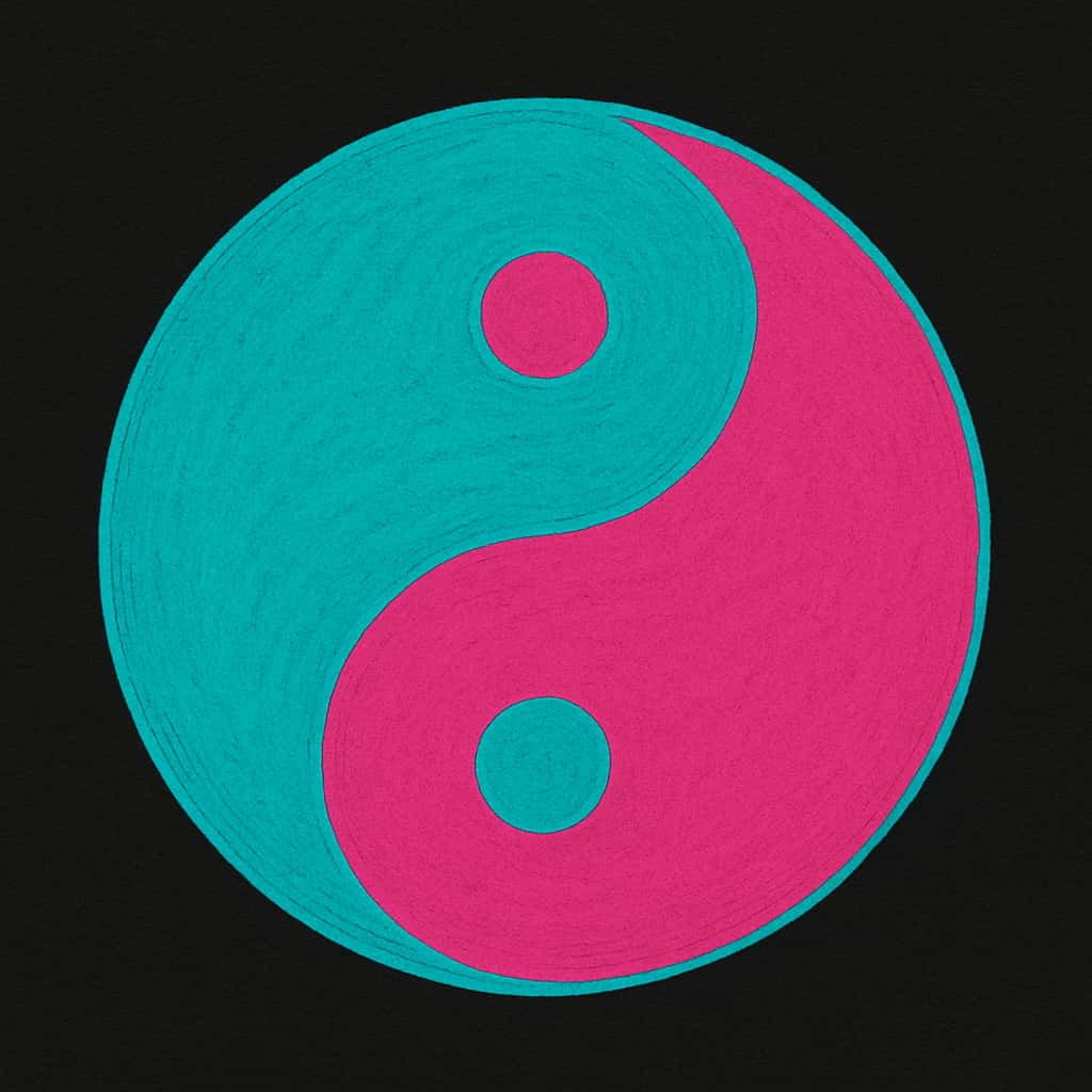 Símbolo de equilibrio Yin y Yang en estilo natural